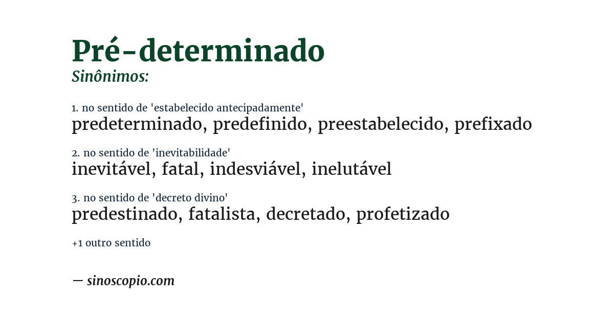 Sinônimo de pré-determinado