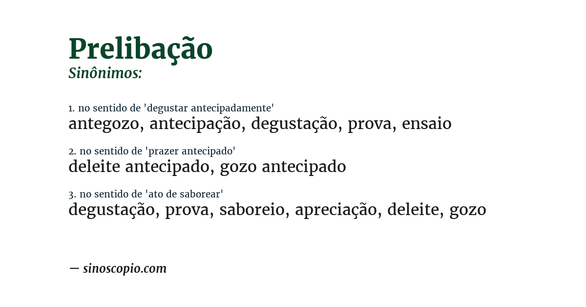 Sinônimo de prelibação