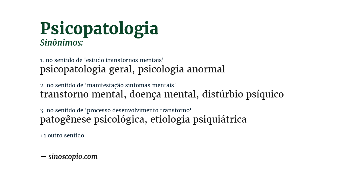 Sinônimo de psicopatologia