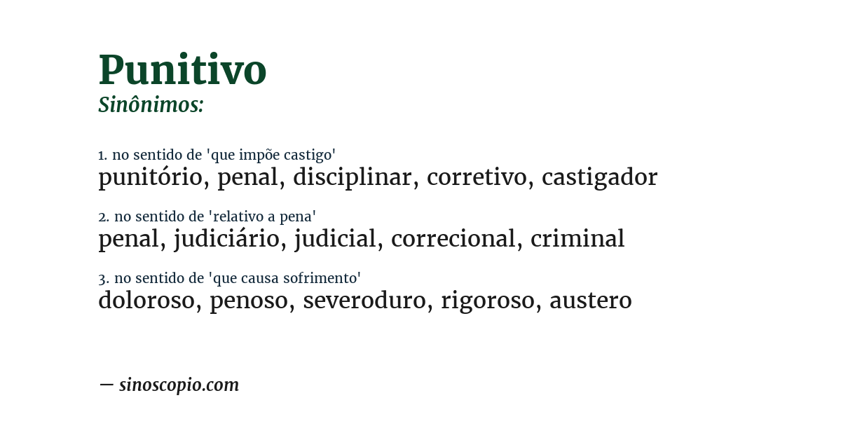 Sinônimo de punitivo