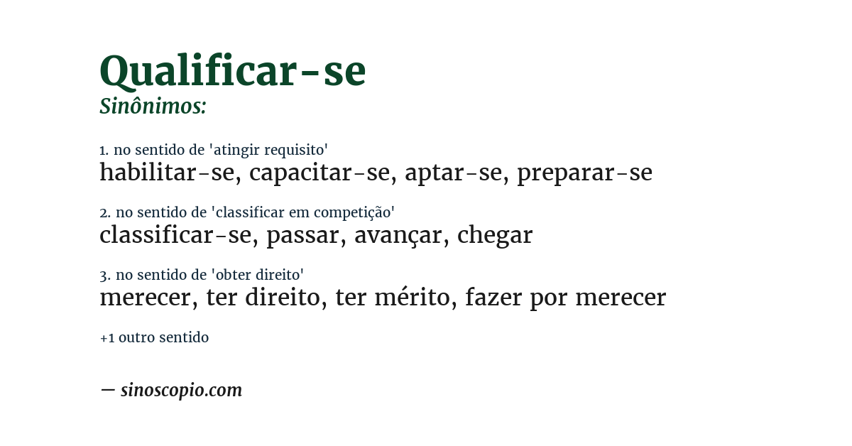 Sinônimo de qualificar-se