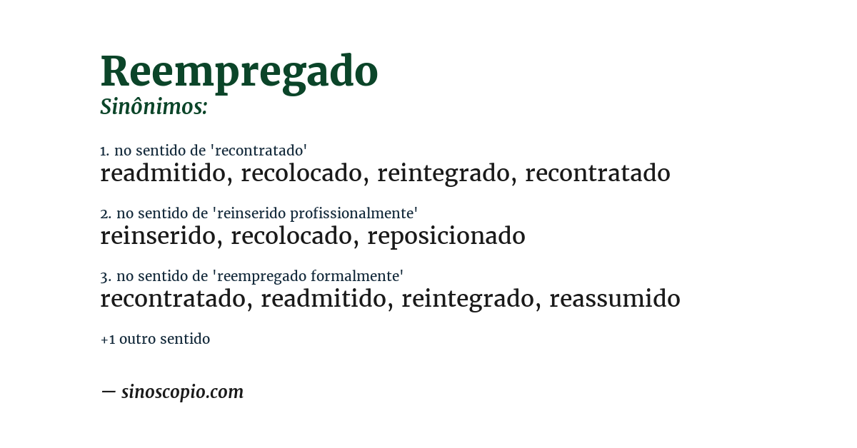 Sinônimo de reempregado