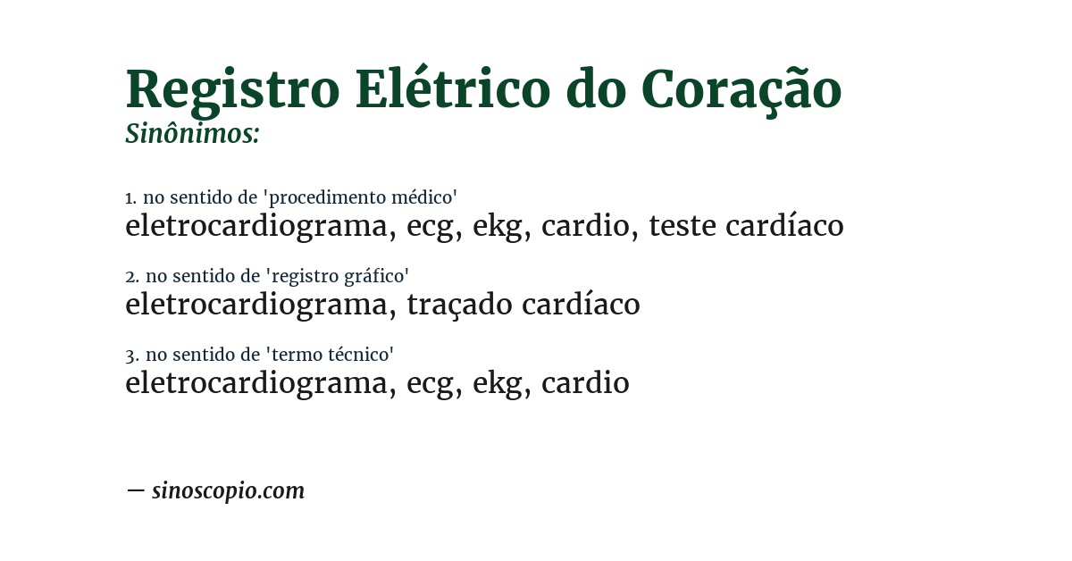 Sinônimo de registro elétrico do coração