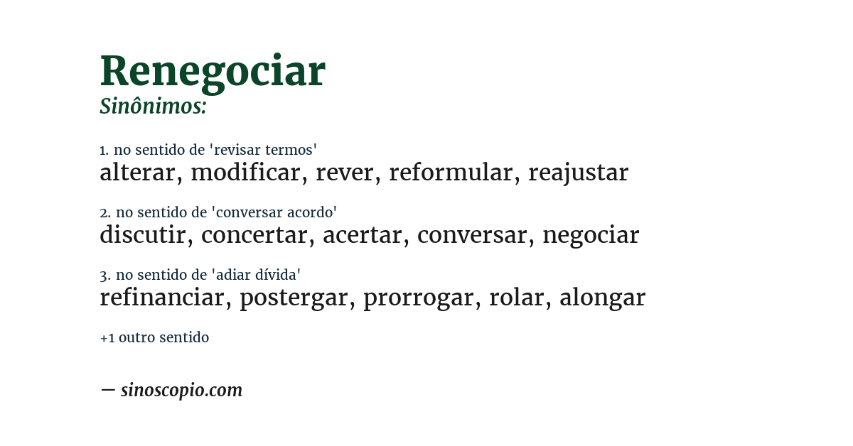Sinônimo de renegociar