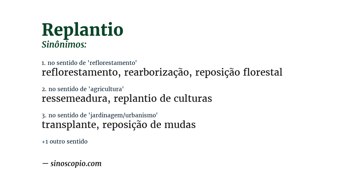 Sinônimo de replantio