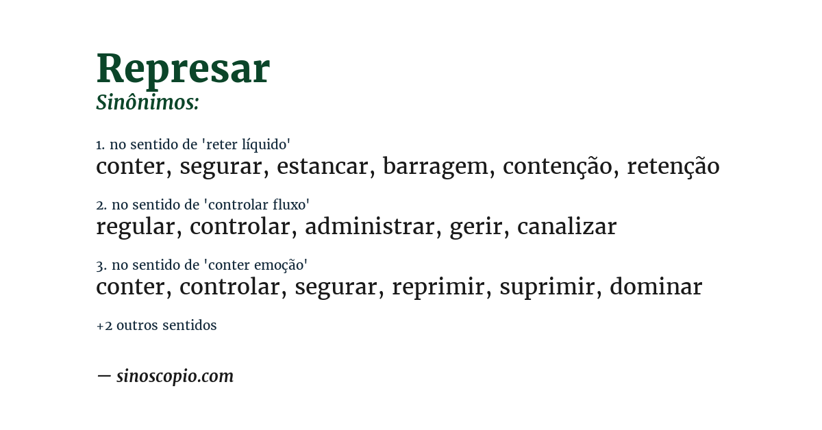 Sinônimo de represar