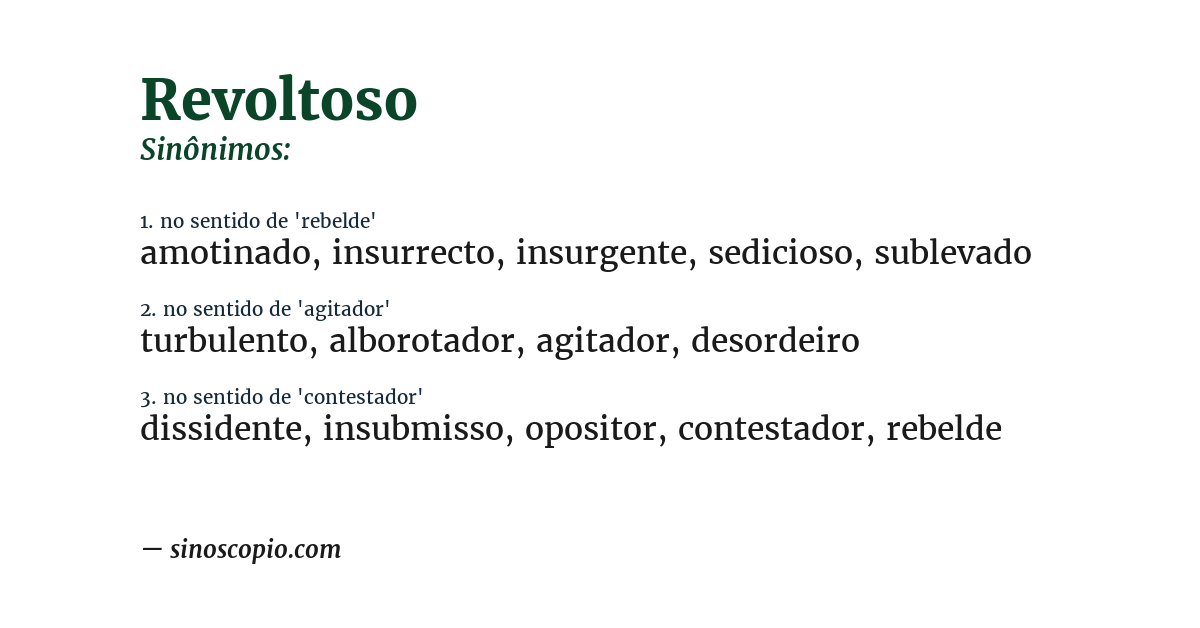 Sinônimo de revoltoso