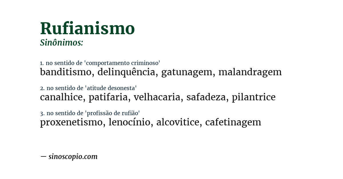 Sinônimo de rufianismo
