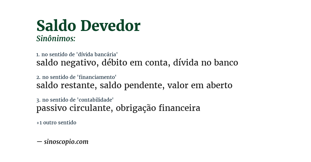 Sinônimo de saldo devedor