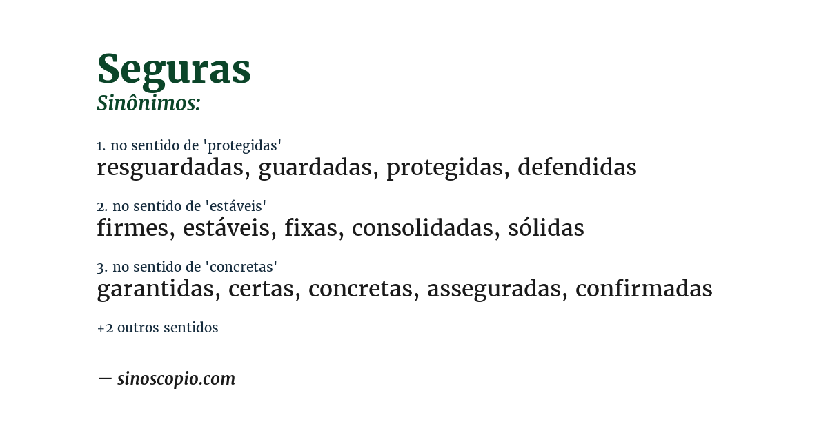 Sinônimo de seguras