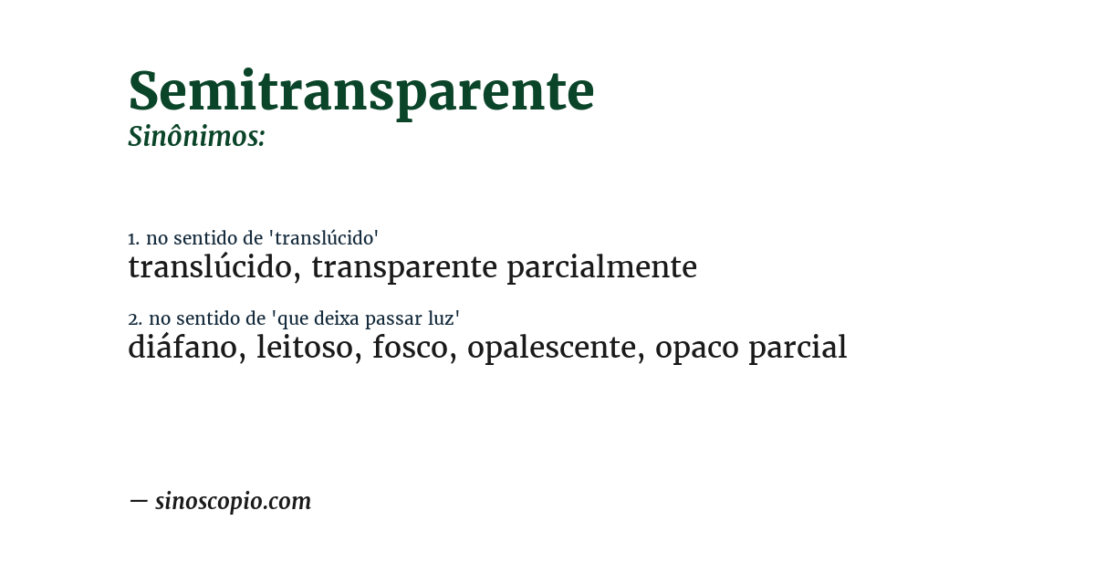 Sinônimo de semitransparente