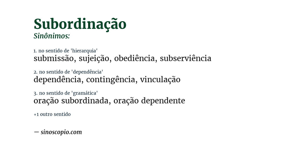 Sinônimo de subordinação