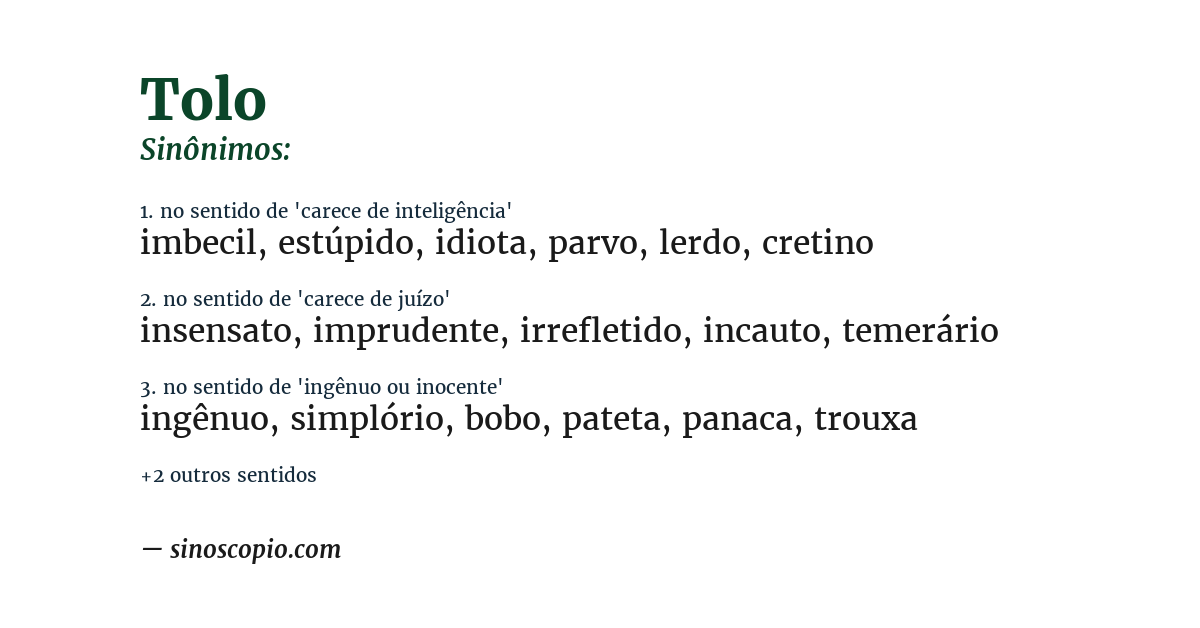Sinônimo de tolo