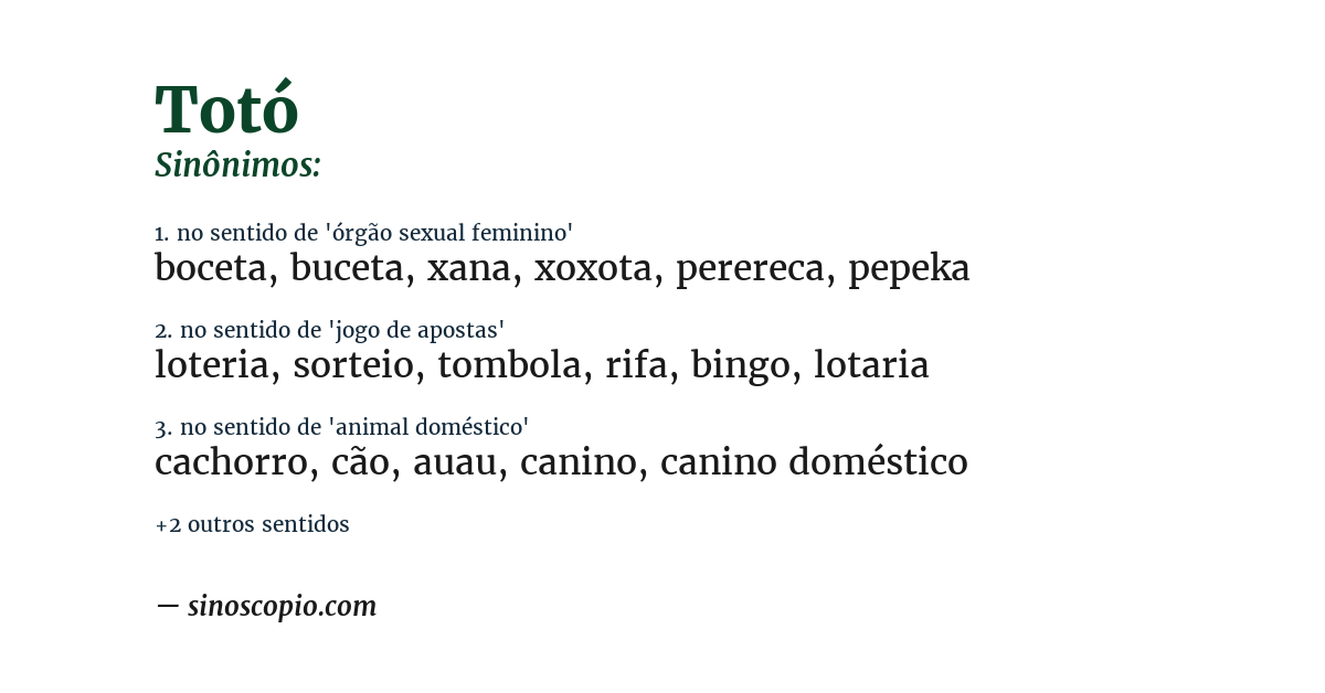 Sinônimo de totó