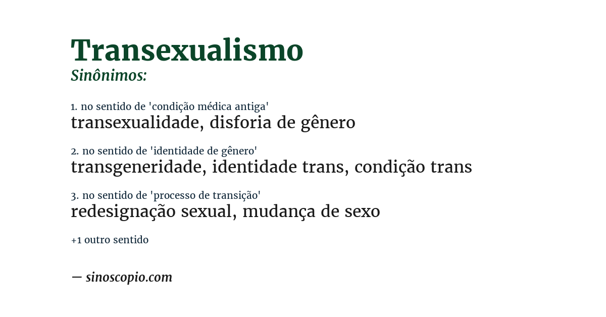 Sinônimo de transexualismo