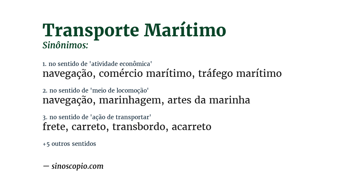 Sinônimo de transporte marítimo