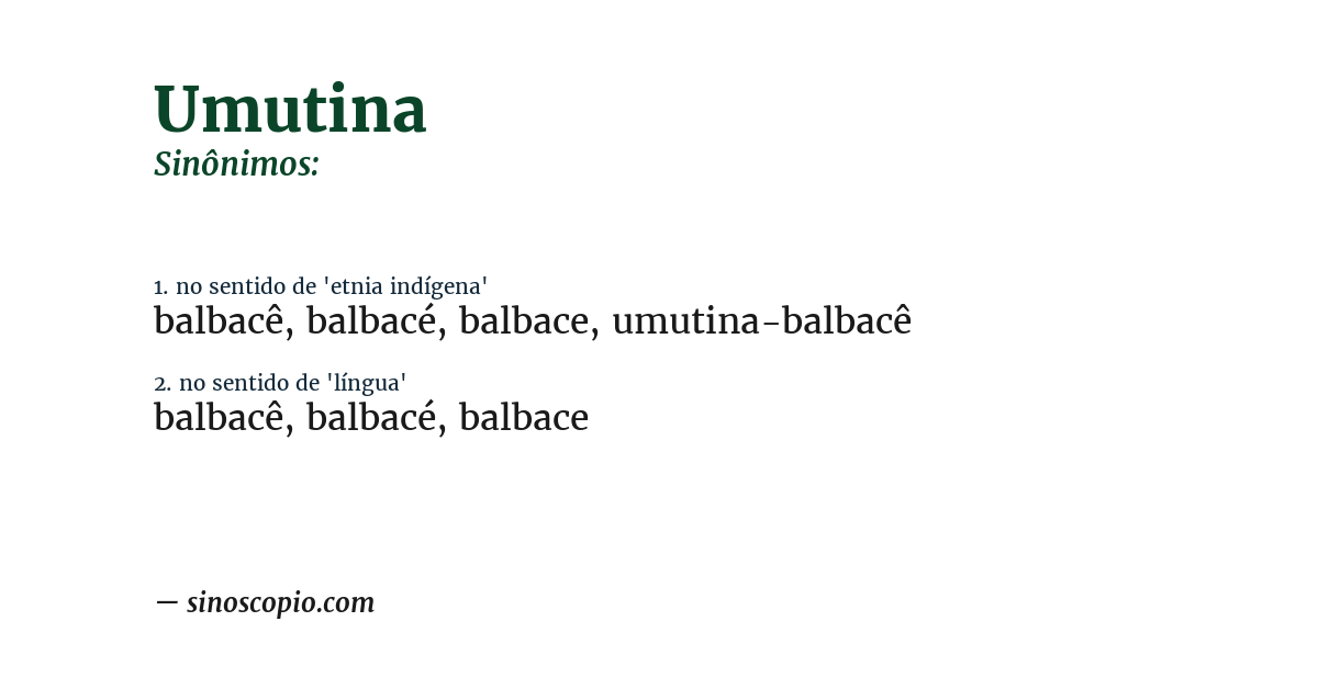 Sinônimo de umutina