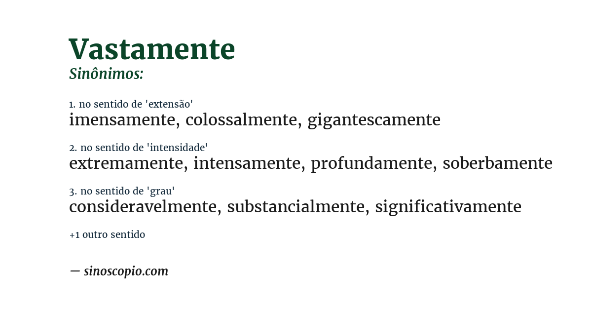 Sinônimo de vastamente