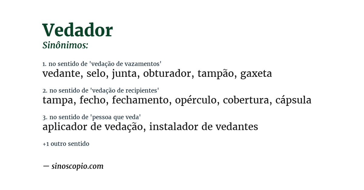 Sinônimo de vedador