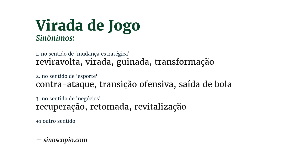 Sinônimo de virada de jogo