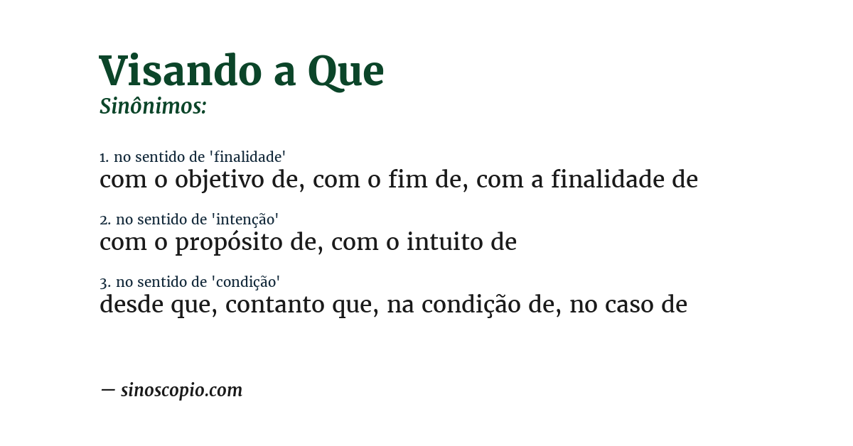 Sinônimo de visando a que