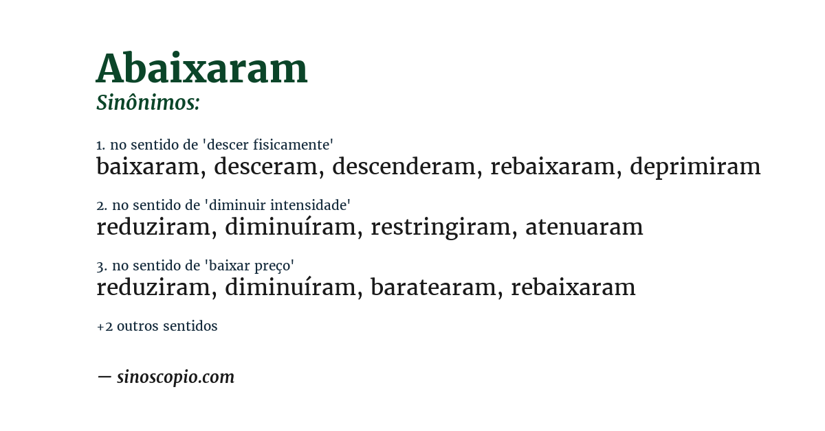 Sinônimo de abaixaram