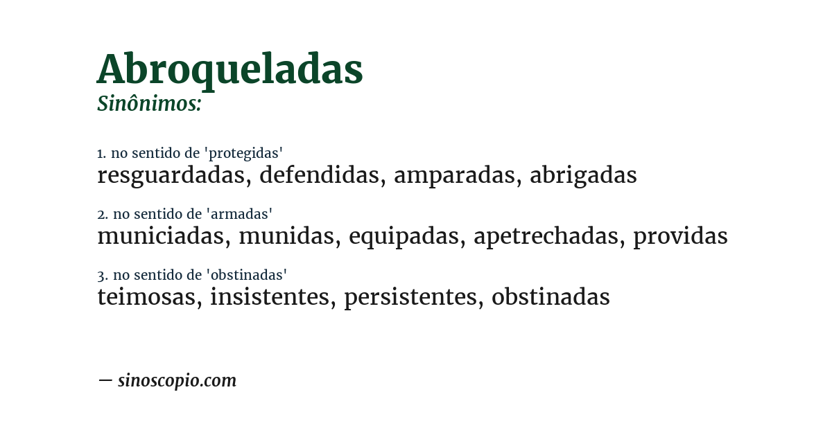 Sinônimo de abroqueladas