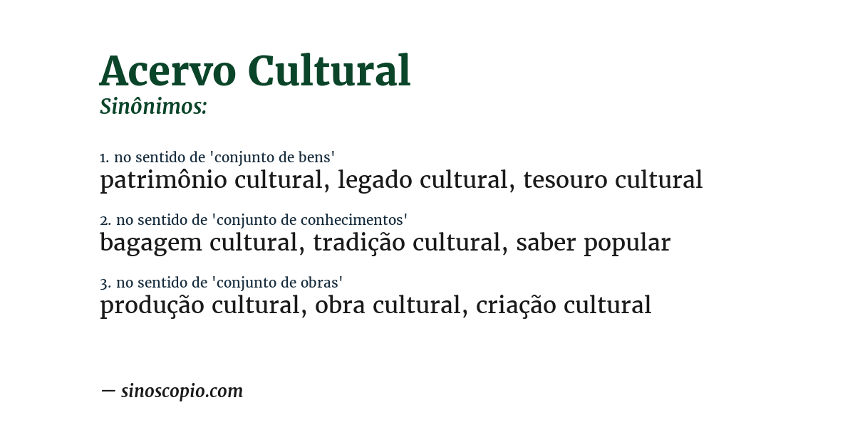 Sinônimo de acervo cultural
