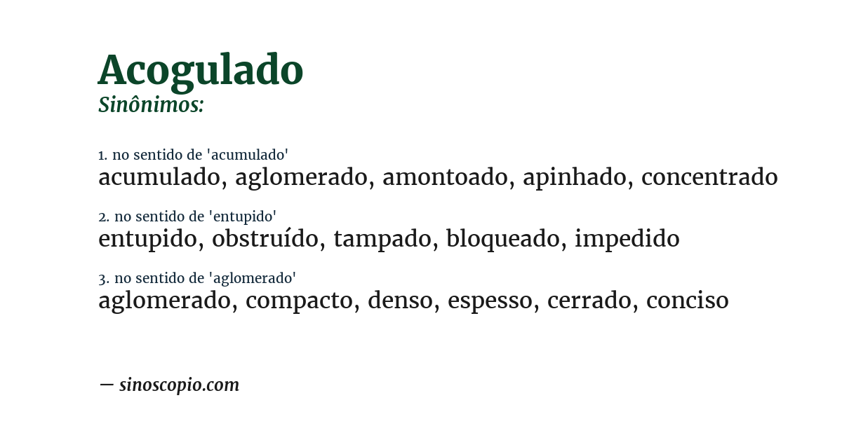 Sinônimo de acogulado