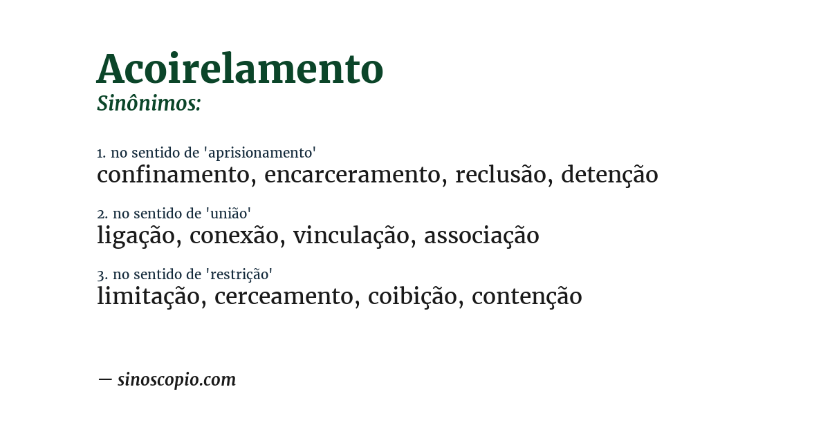 Sinônimo de acoirelamento