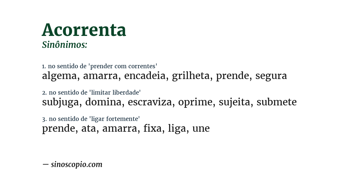 Sinônimo de acorrenta