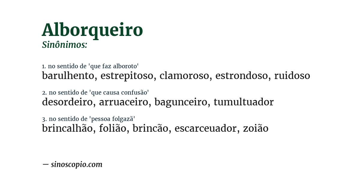 Sinônimo de alborqueiro