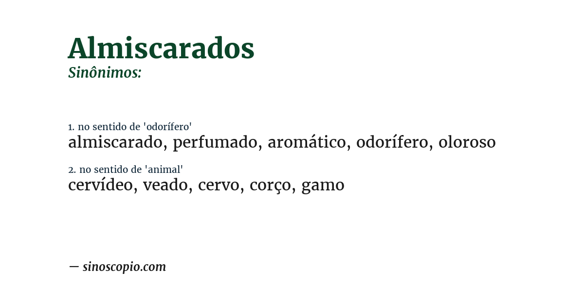 Sinônimo de almiscarados