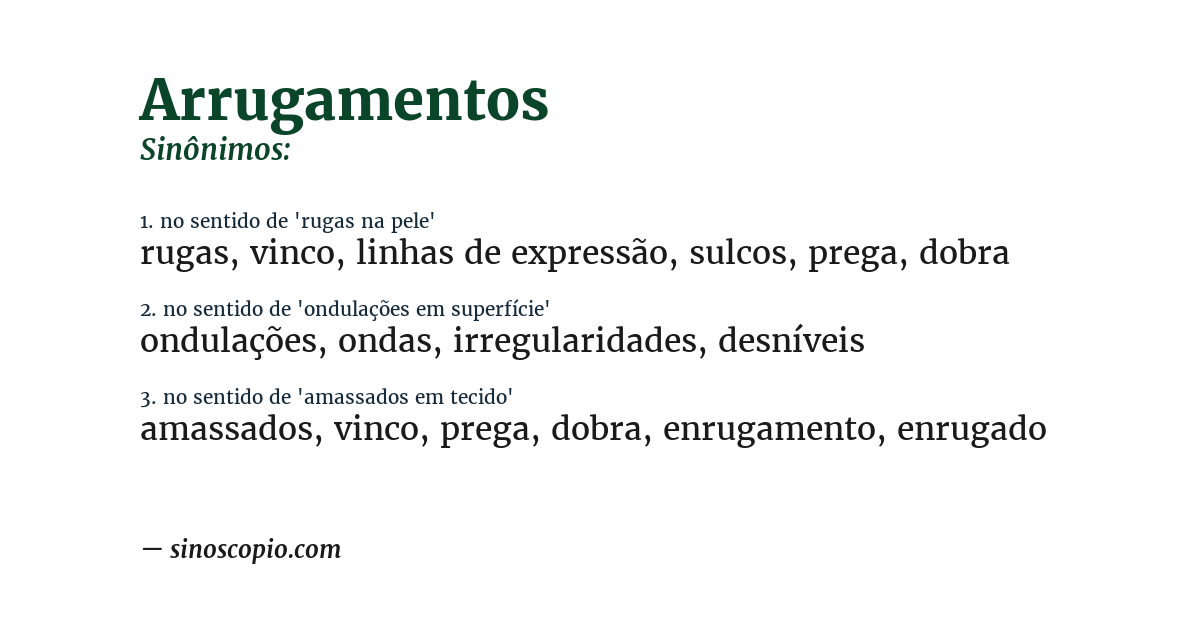 Sinônimo de arrugamentos