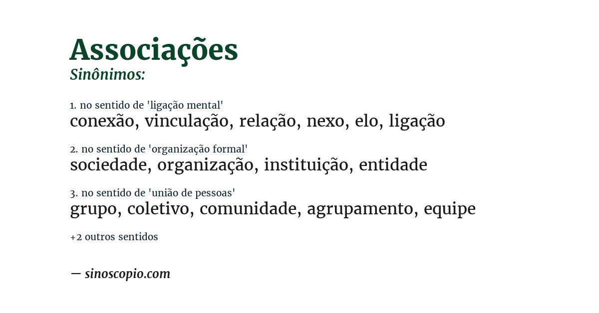 Sinônimo de associações