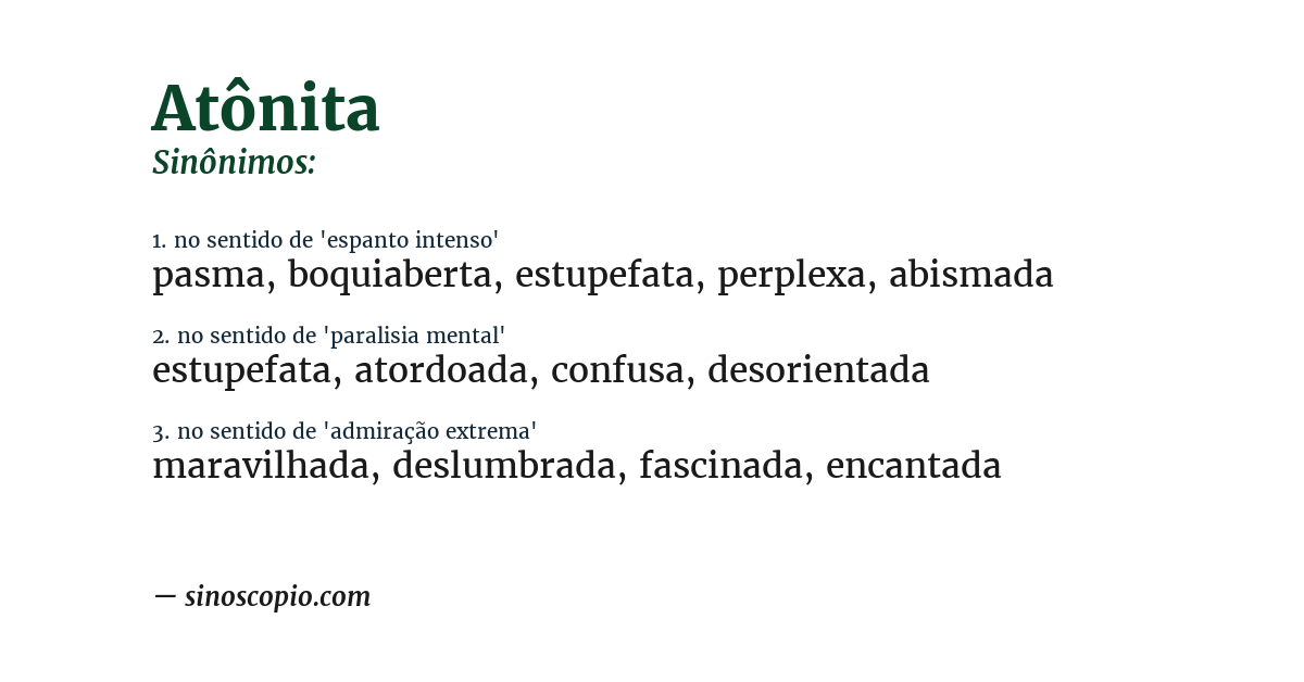 Sinônimo de atônita