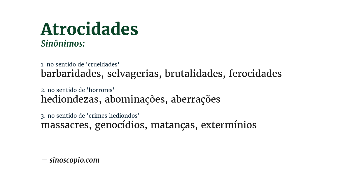 Sinônimo de atrocidades