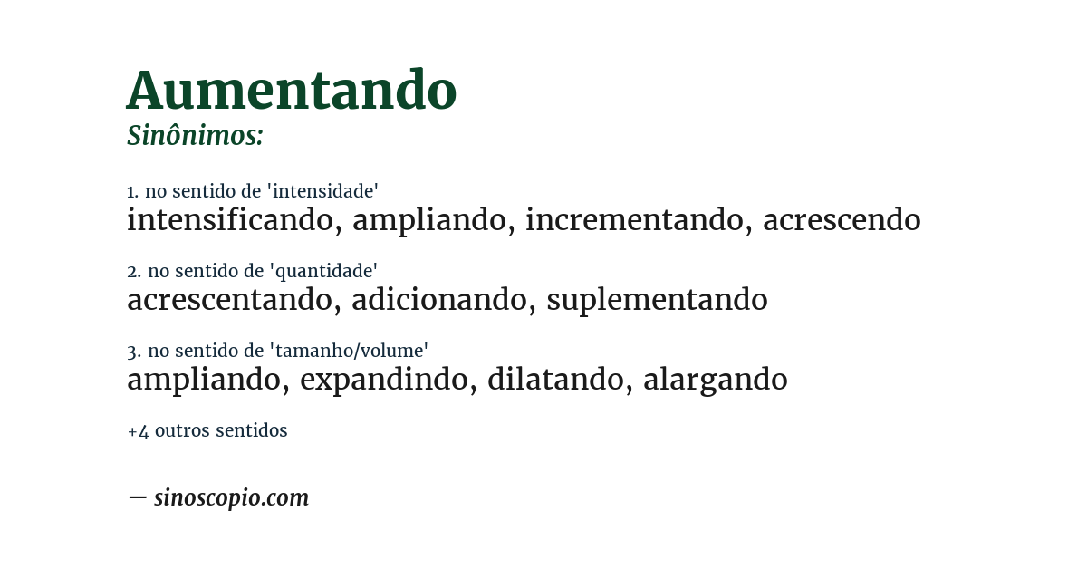 Sinônimo de aumentando
