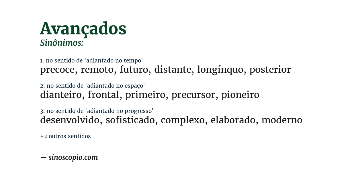 Sinônimo de avançados