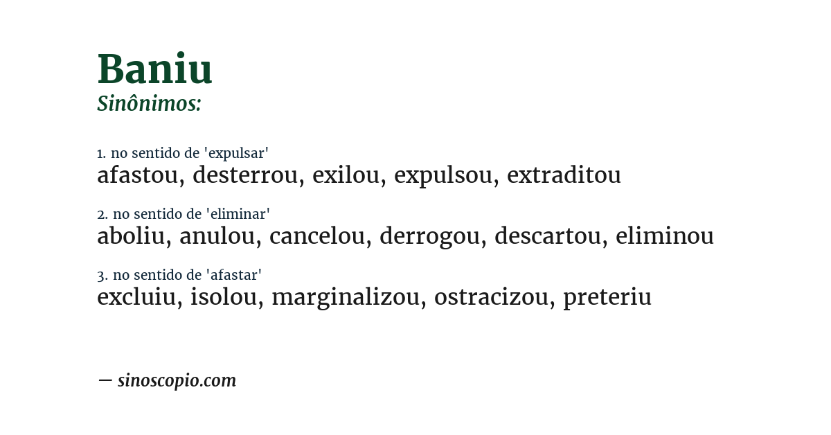Sinônimo de baniu
