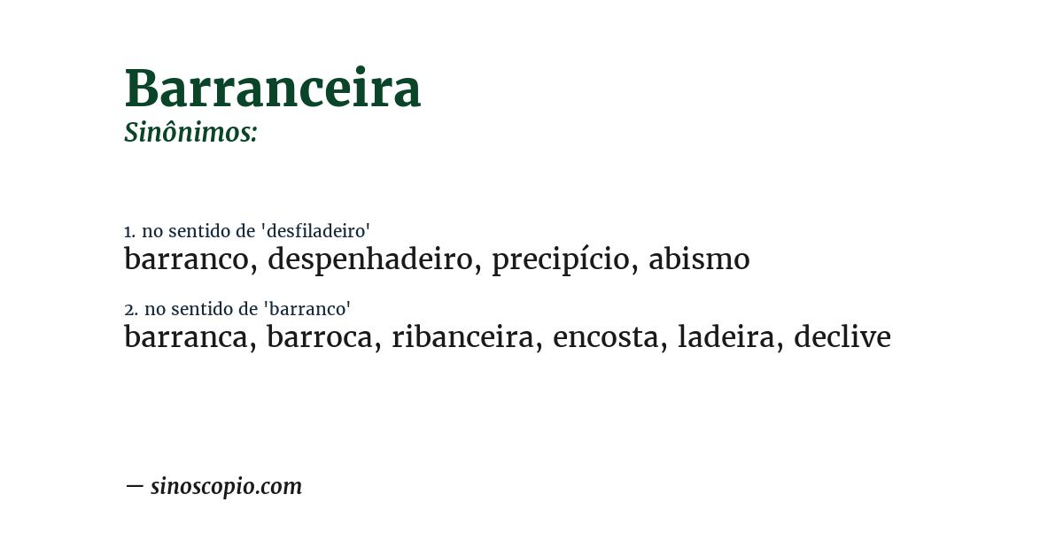 Sinônimo de barranceira