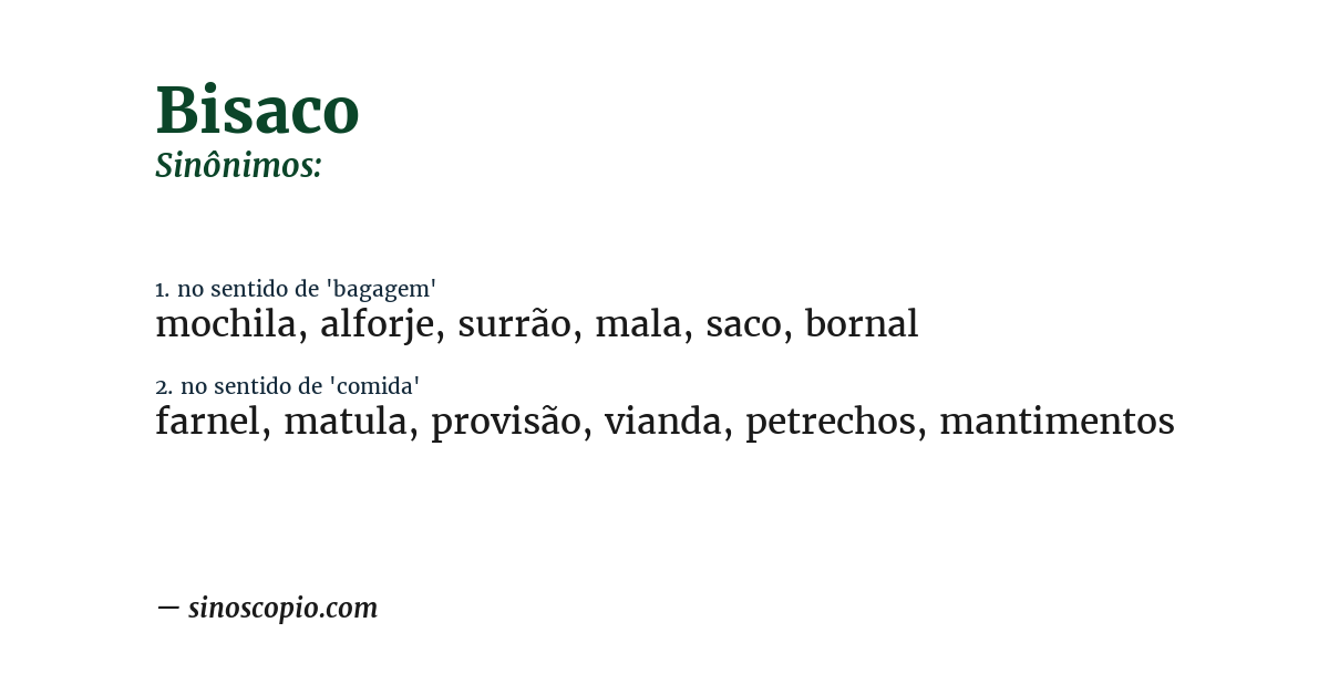 Sinônimo de bisaco