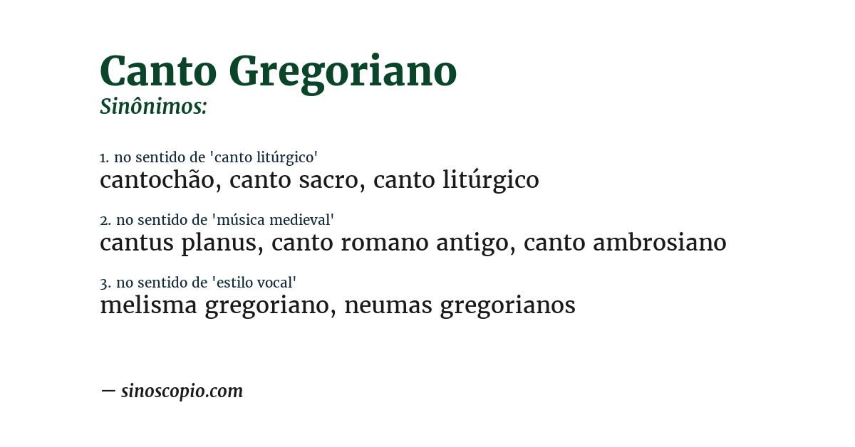 Sinônimo de canto gregoriano
