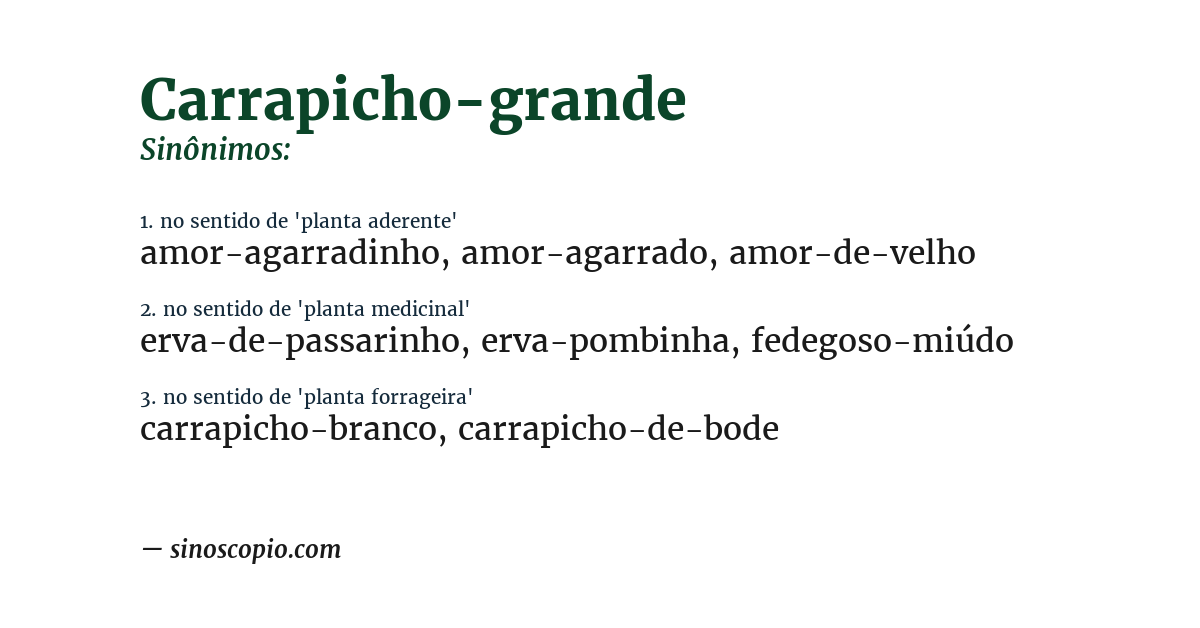 Sinônimo de carrapicho-grande