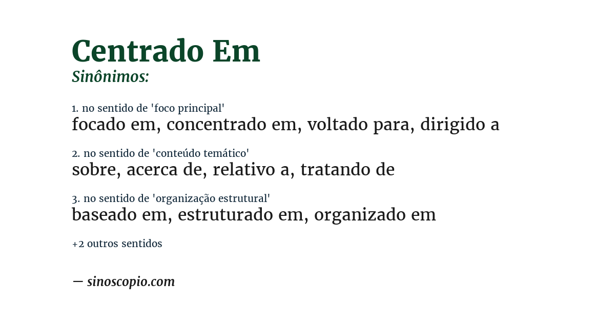 Sinônimo de centrado em