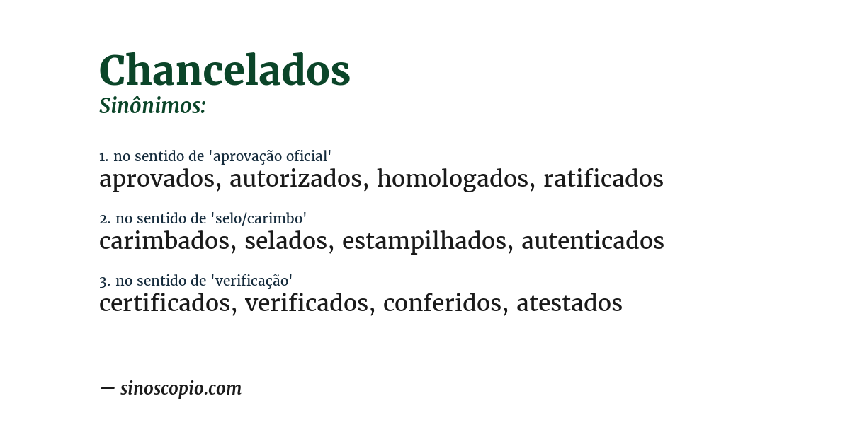 Sinônimo de chancelados