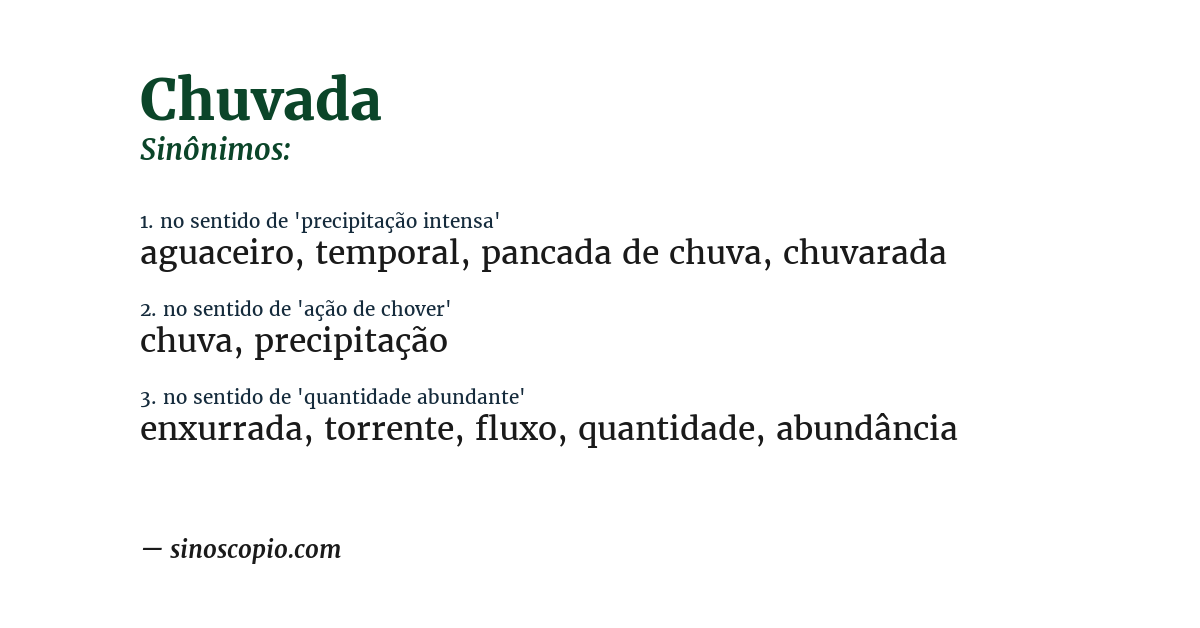 Sinônimo de chuvada