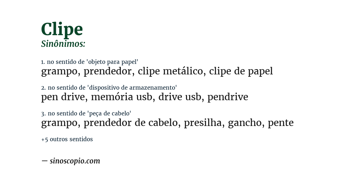 Sinônimo de clipe