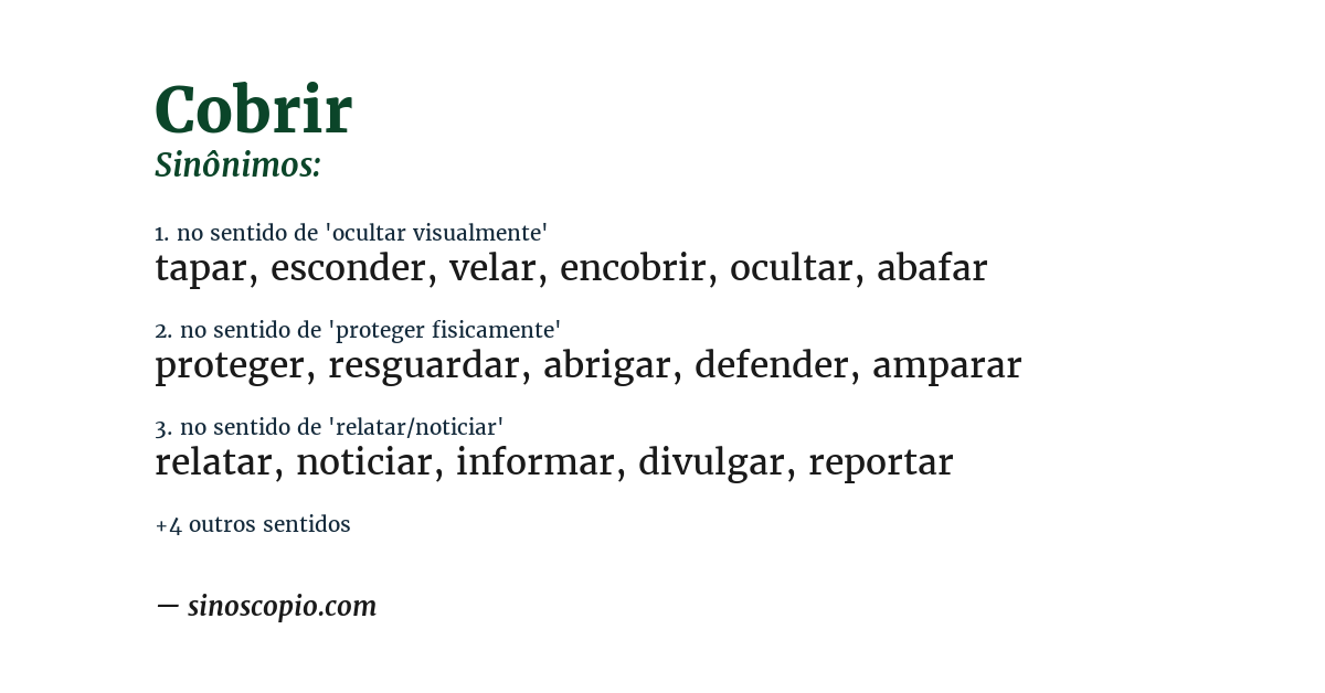 Sinônimo de cobrir