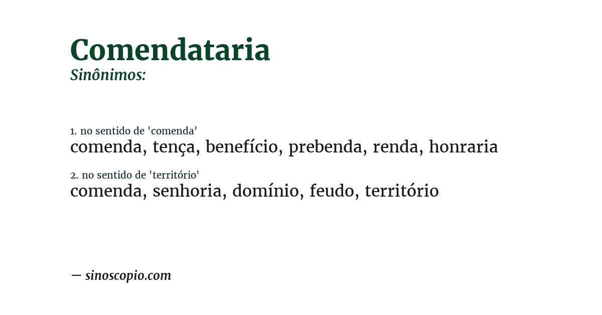 Sinônimo de comendataria